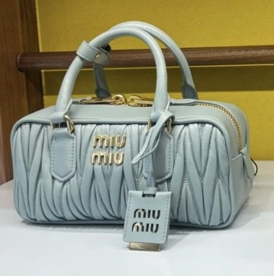 Miu Miu Gathered Bowling Top-Handle Bag — front