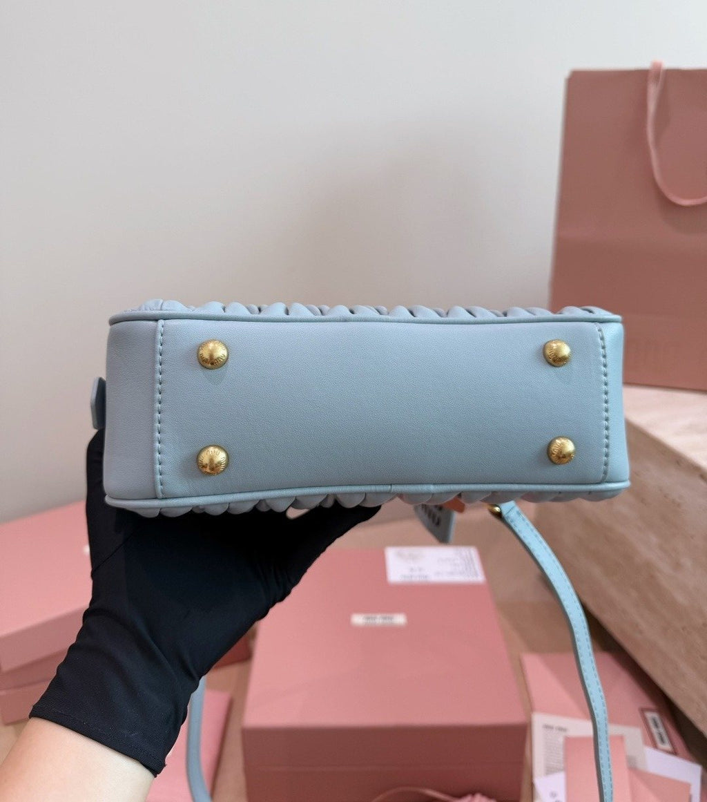 Miu Miu Gathered Bowling Top-Handle Bag — detail