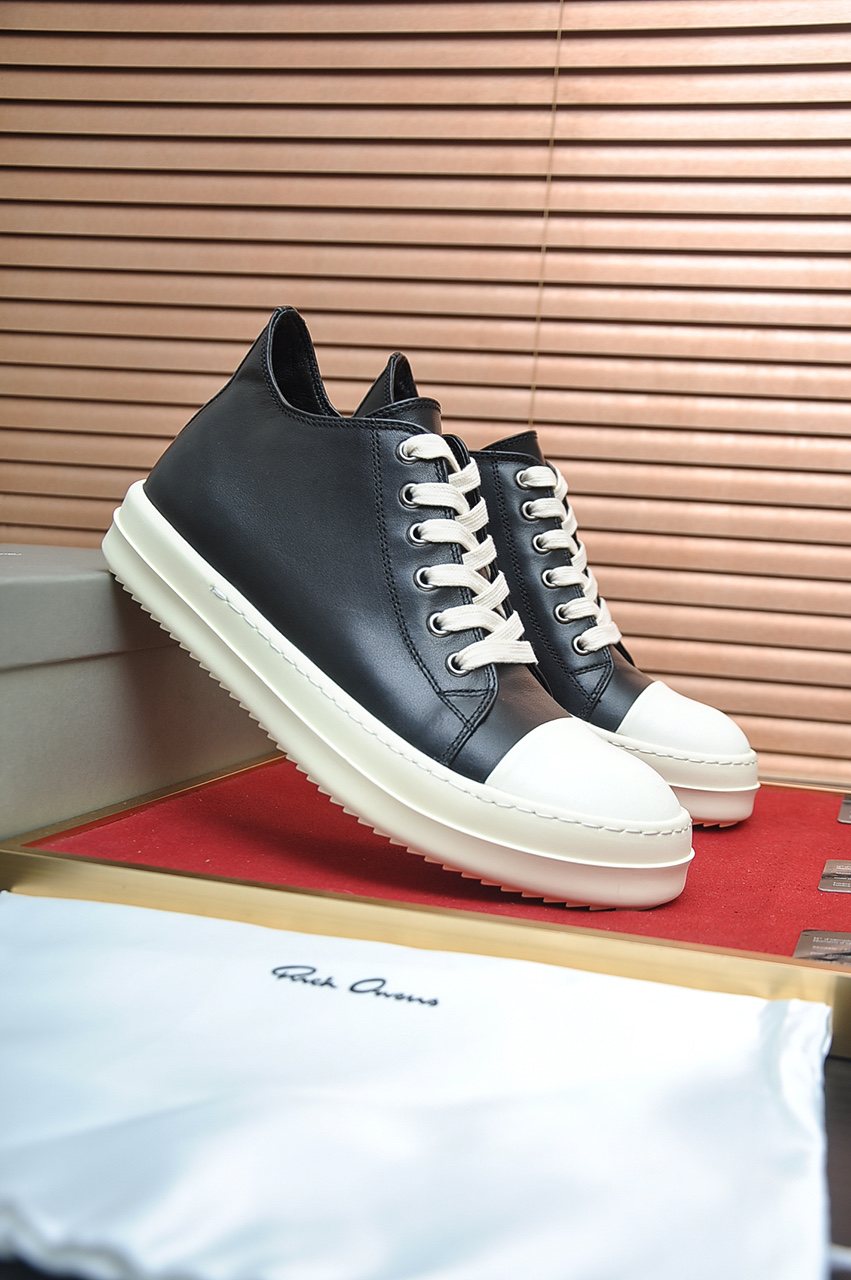 Rick Owens Geometric Seam Platform Low-Top Sneakers — front