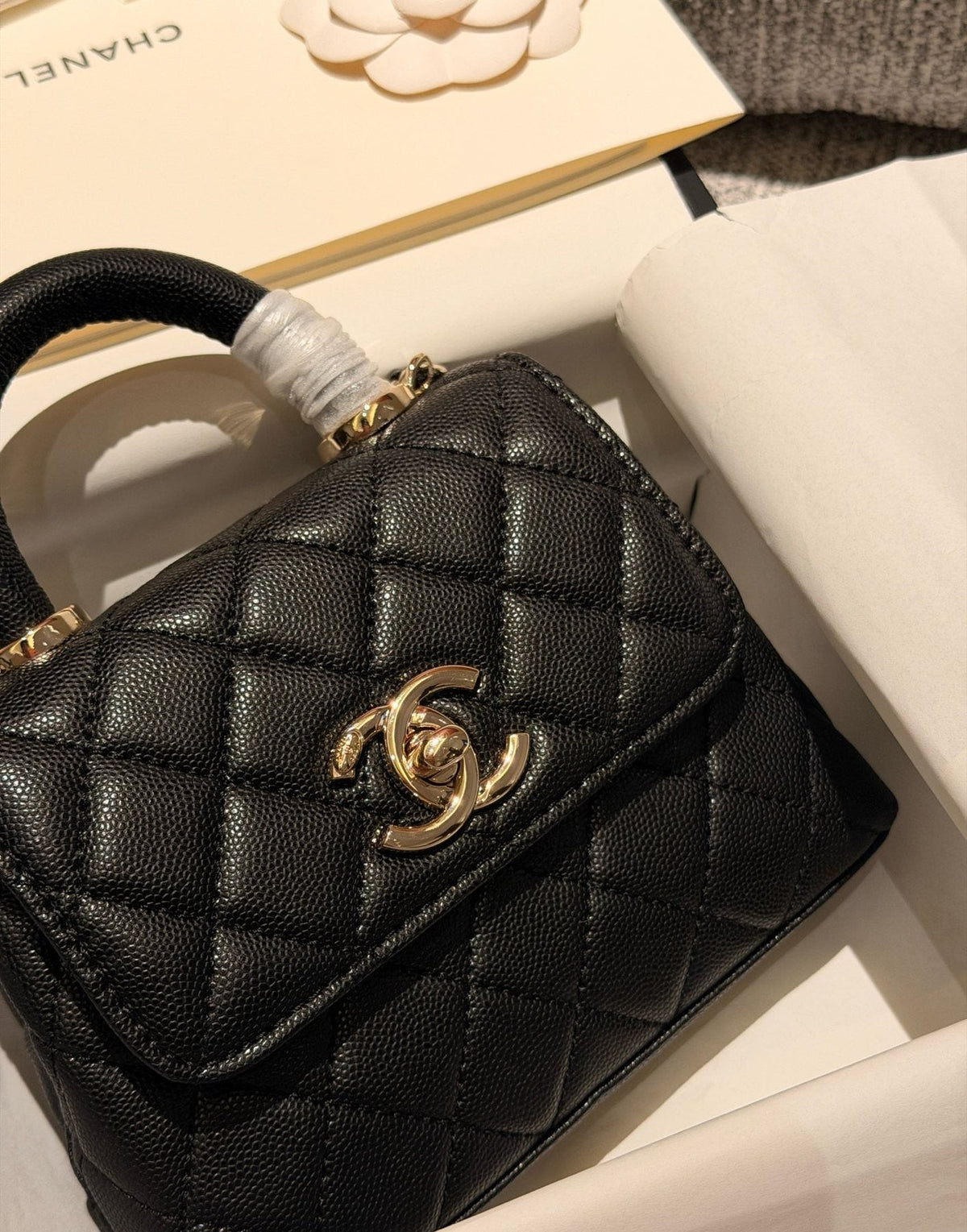 Chanel Mini Coco Handle Quilted Crossbody Bag — detail