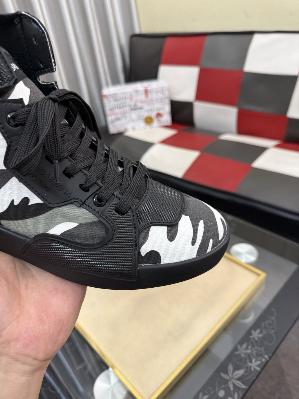 Dolce & Gabbana Paneled High-Top Sneakers — detail
