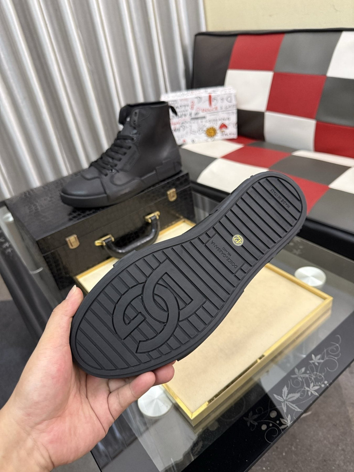 Dolce & Gabbana Paneled High-Top Sneakers — detail
