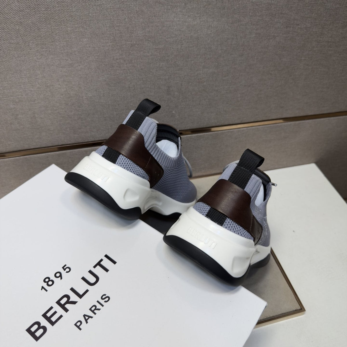 Berluti Mesh-Panel Sculpted-Sole Sneakers — back