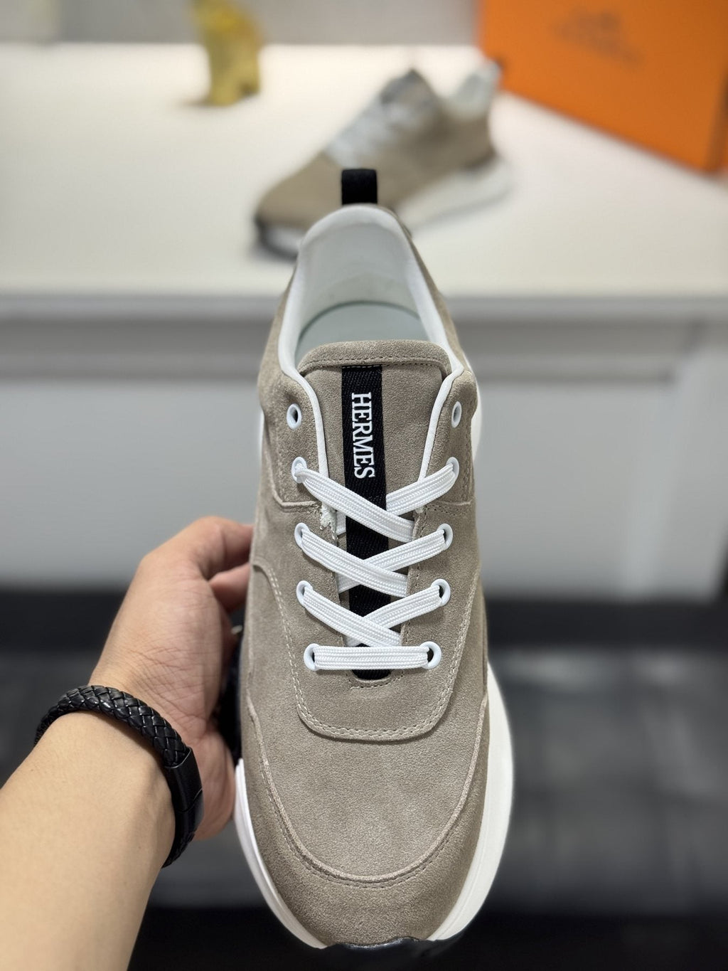 Hermès Men's Paneled Lace-Up Sneakers — model
