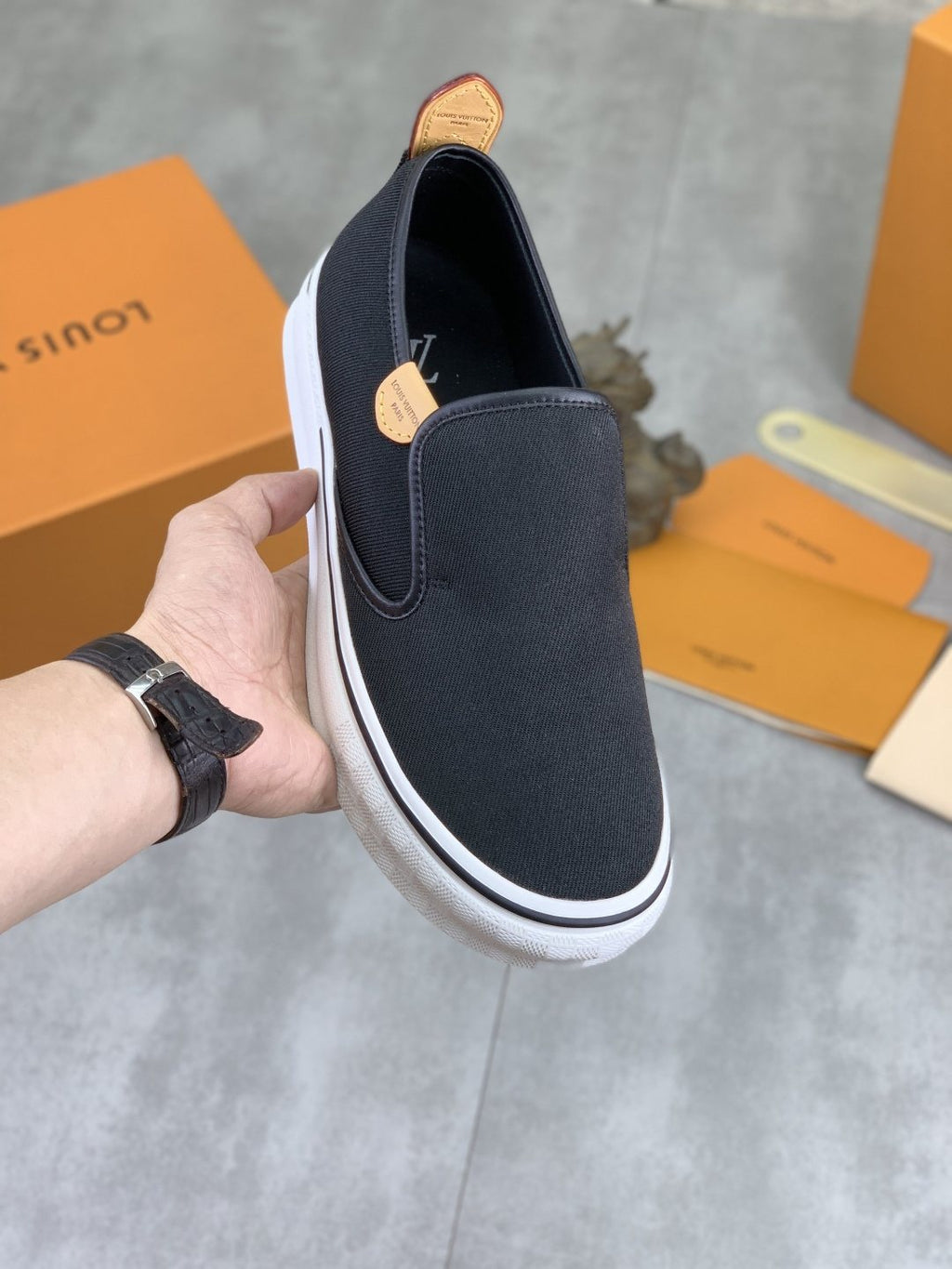 Louis Vuitton Elastic-Gore Slip-On Sneakers — model