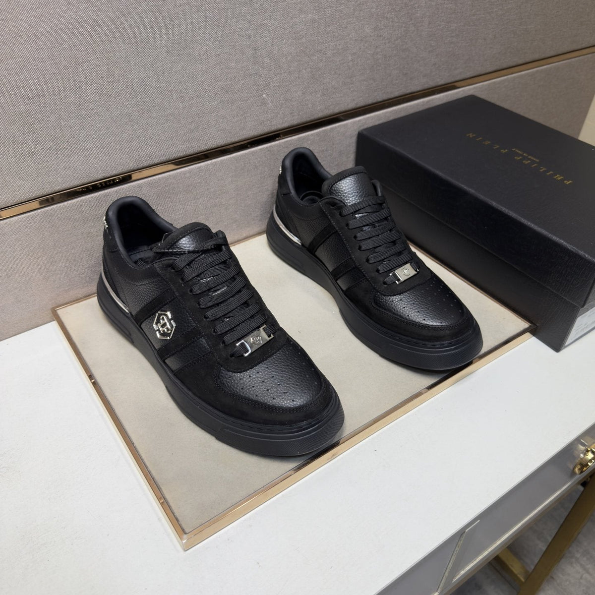 Philipp Plein Men's Paneled Low-Top Sneakers — front