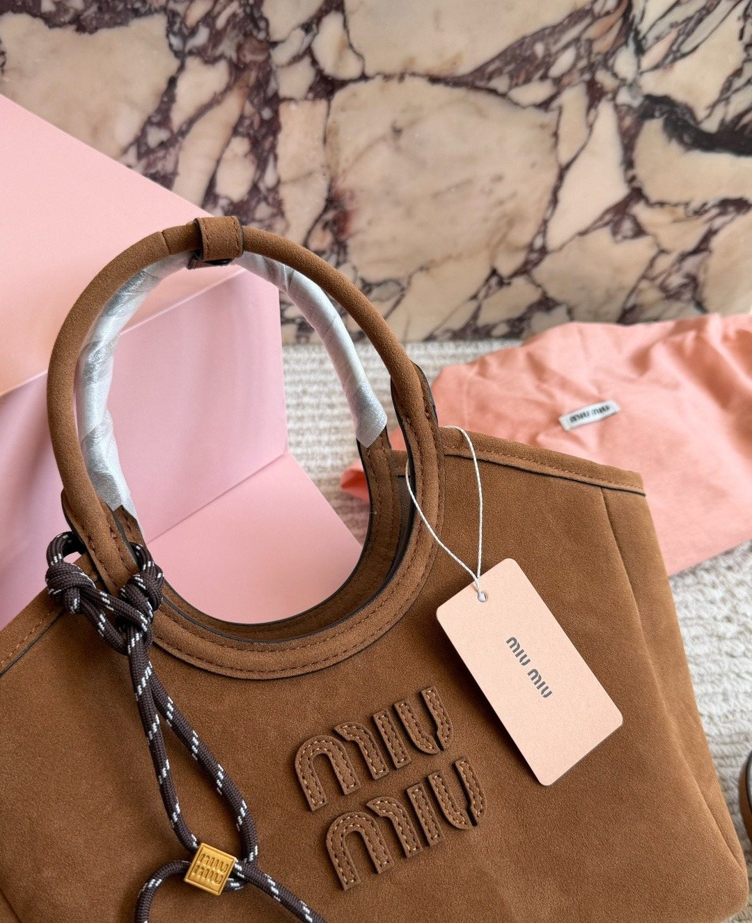 Miu Miu Rounded-Handle Tote Bag — detail