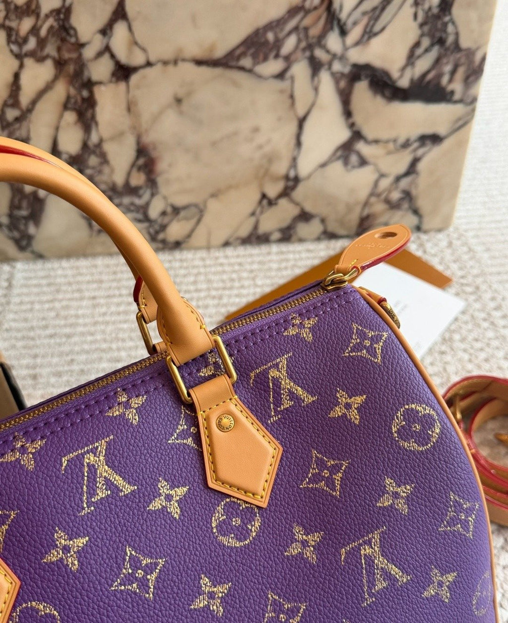 Louis Vuitton Speedy Purple Gold Monogram Boston Bag — detail