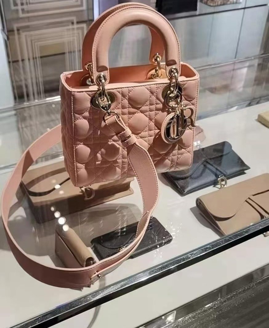 Dior Lady Dior Quilted Top-Handle Bag — side
