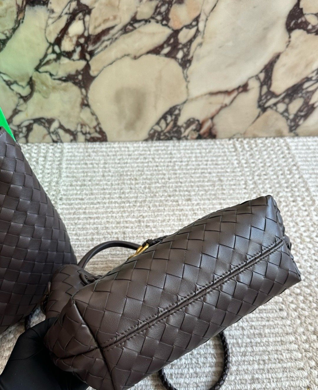 Bottega Veneta Andiamo Woven Tote Bag — detail