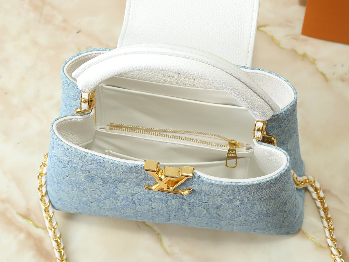 Louis Vuitton Capucines Denim Rendez-Vous Top-Handle Bag — detail