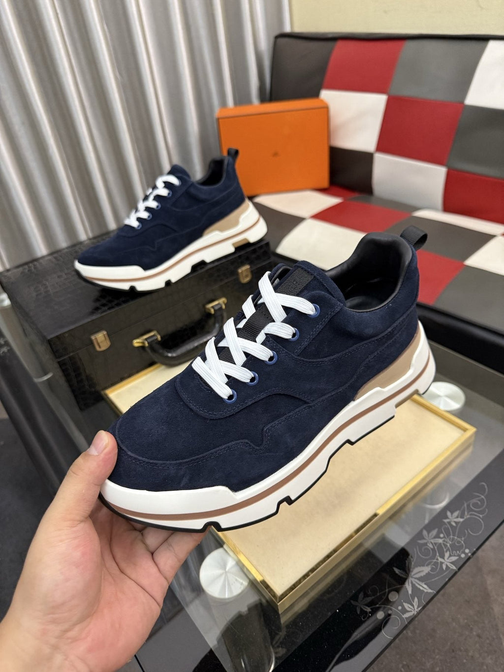 Hermès Layered-Sole Casual Sneakers — model