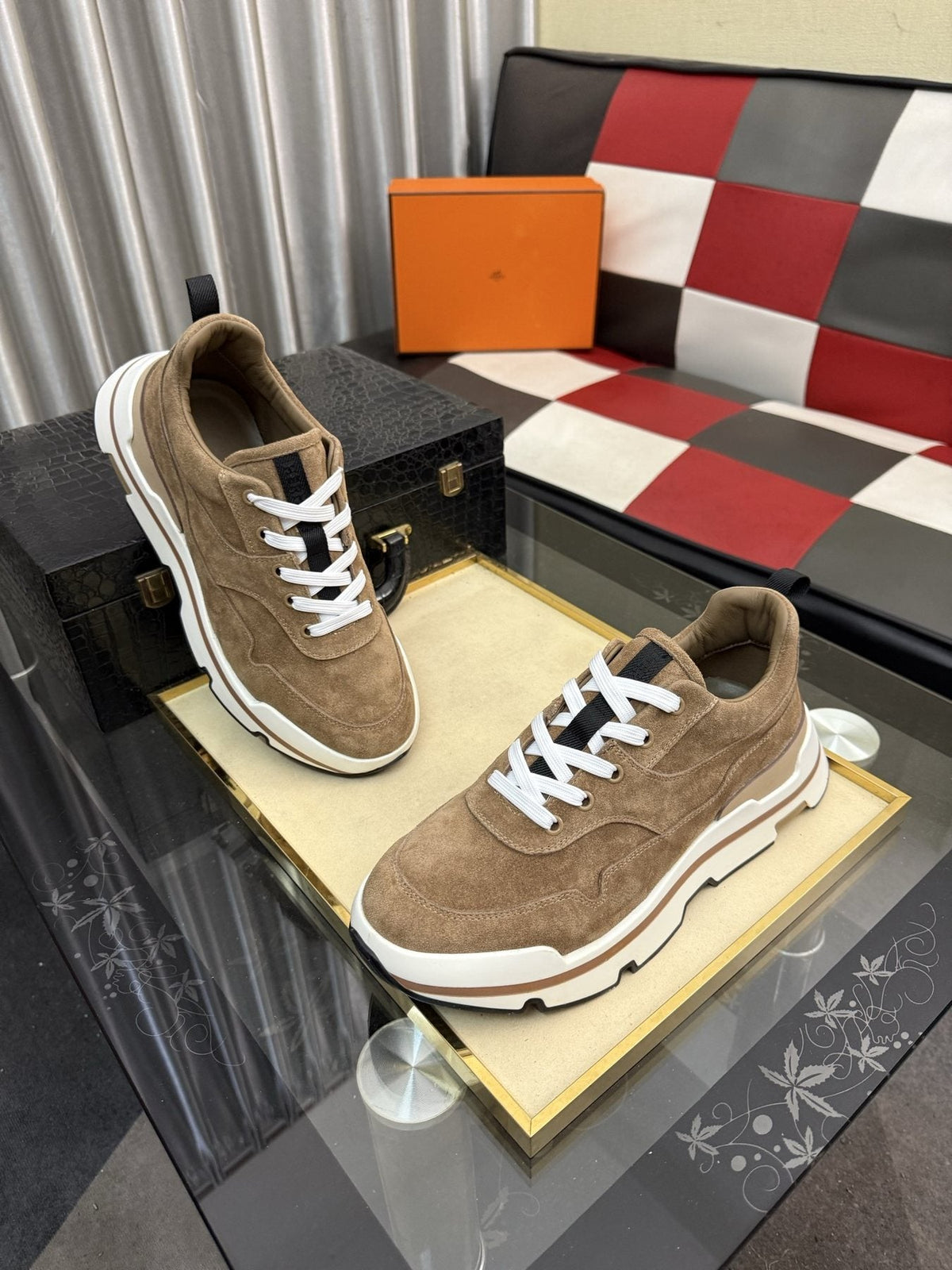Hermès Layered-Sole Casual Sneakers — front