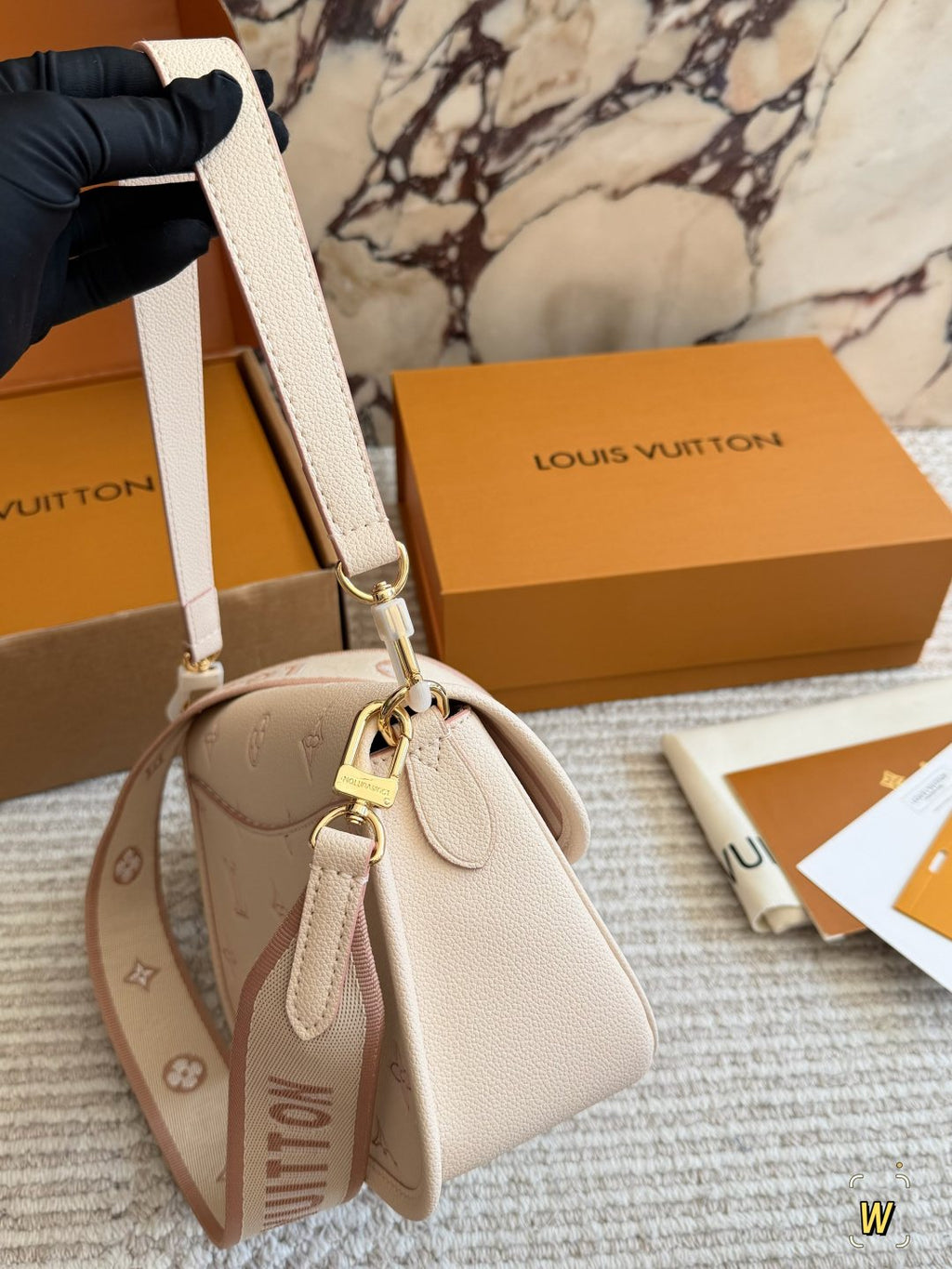 Louis Vuitton Diane Pink Monogram Shoulder Bag — side