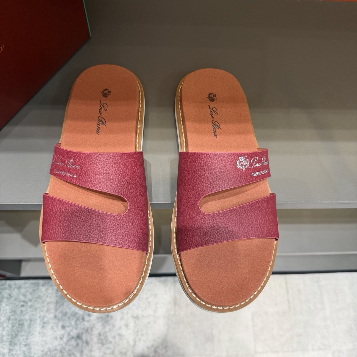 Loro Piana Summer Walk Slotted Slide Sandals — front