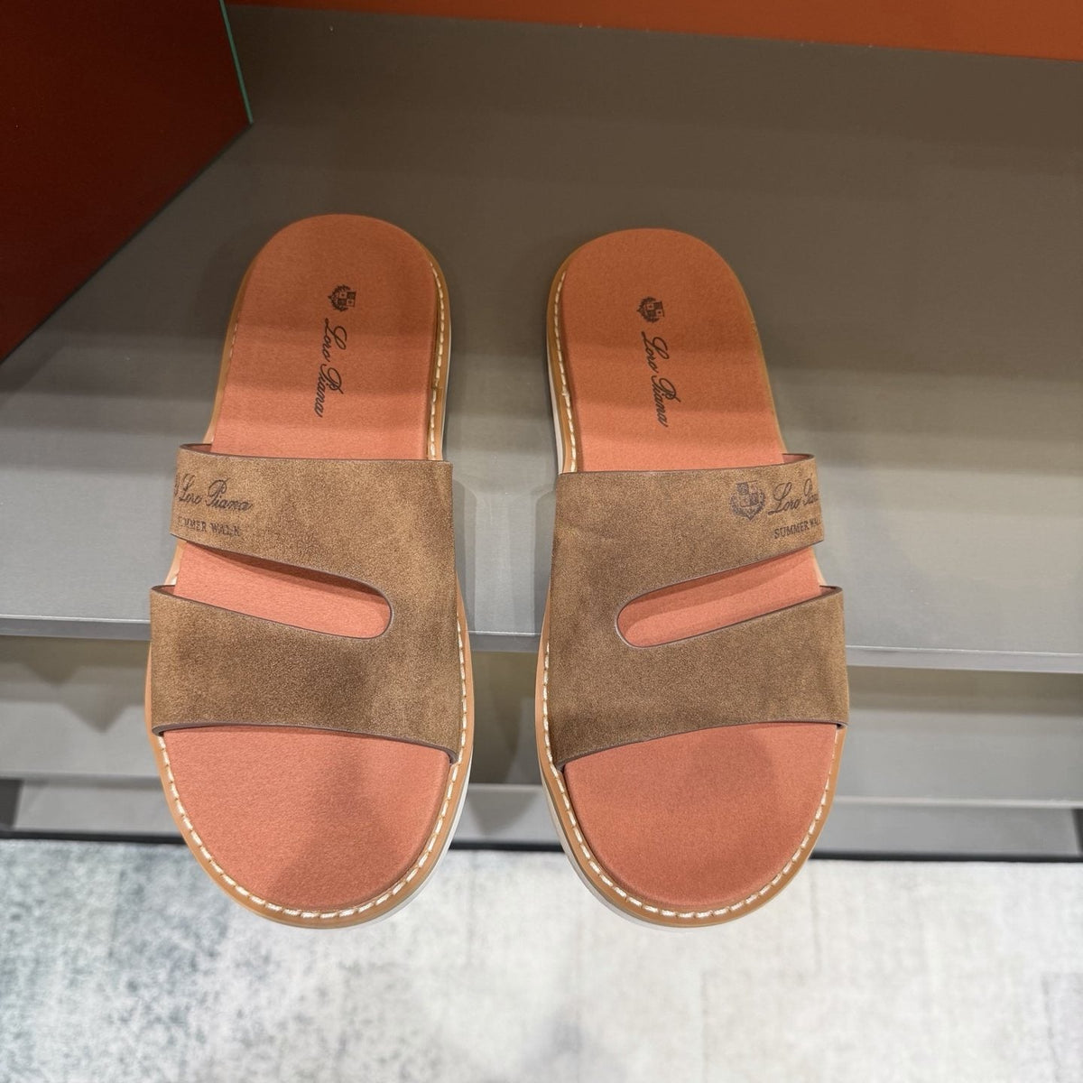 Loro Piana Summer Walk Slotted Slide Sandals — front