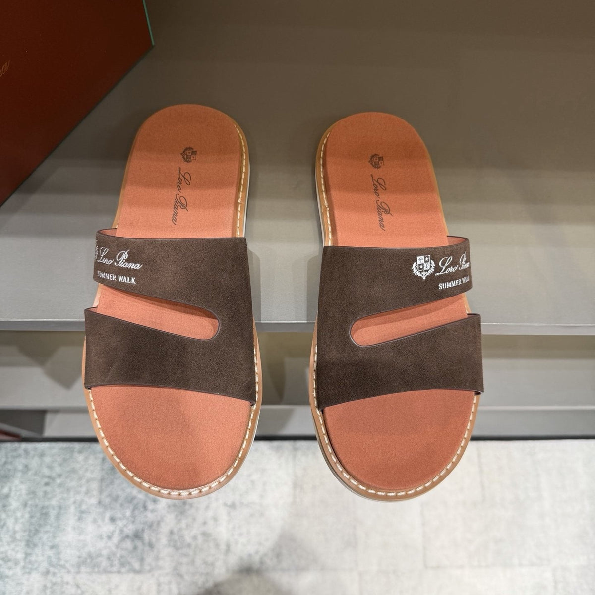 Loro Piana Summer Walk Slotted Slide Sandals — front