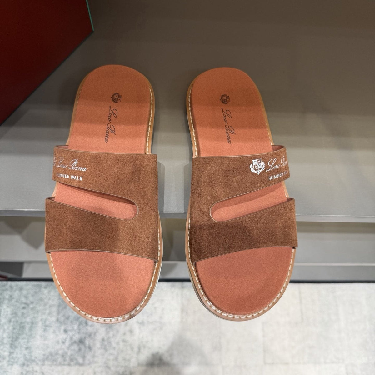 Loro Piana Summer Walk Slotted Slide Sandals — front
