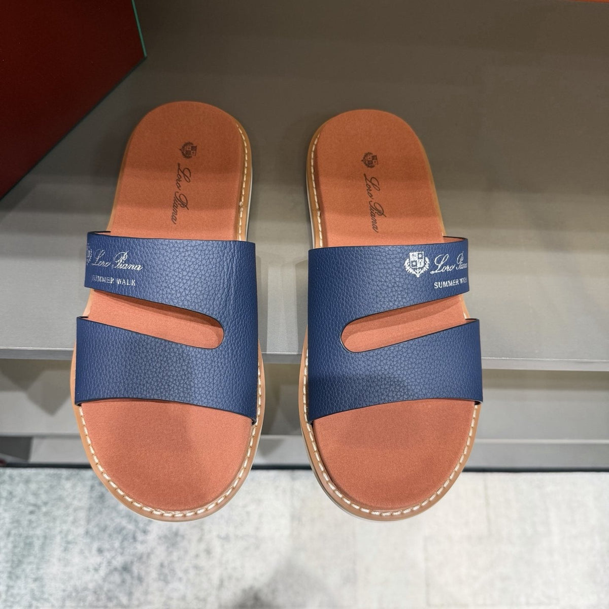 Loro Piana Summer Walk Slotted Slide Sandals — front