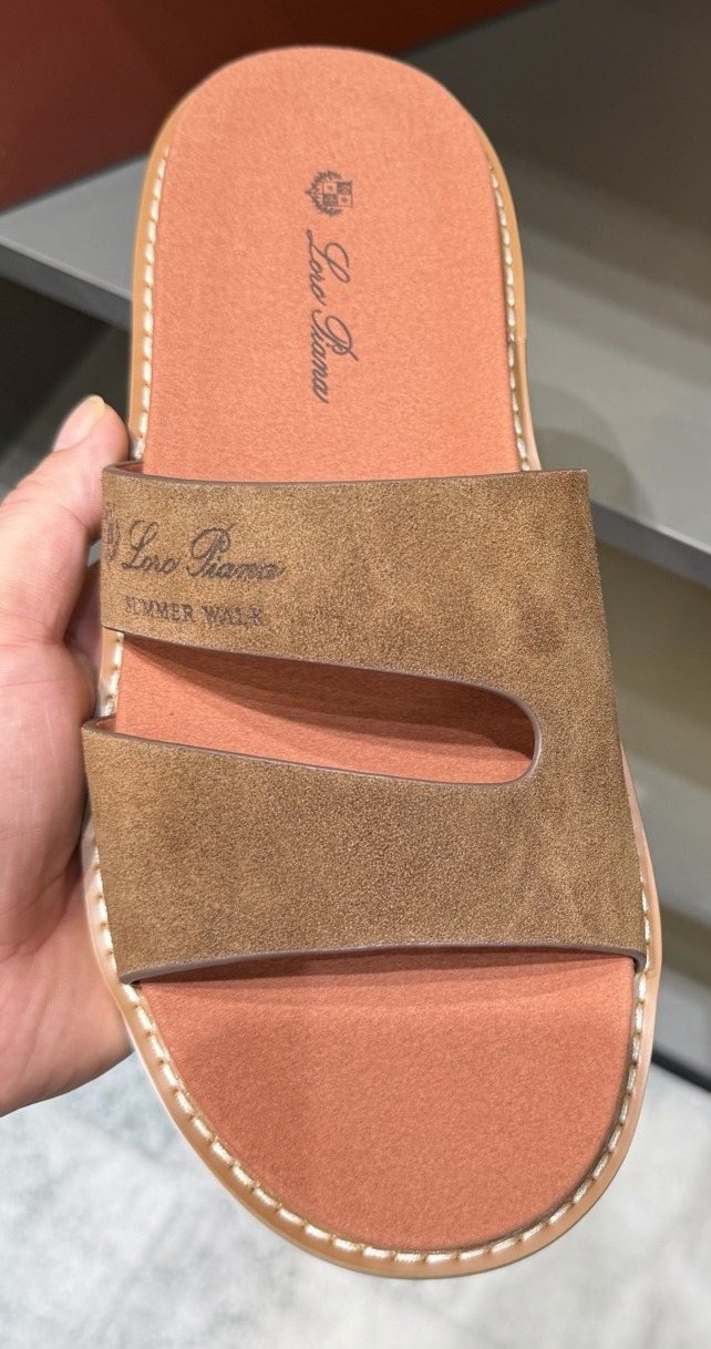 Loro Piana Summer Walk Slotted Slide Sandals — front