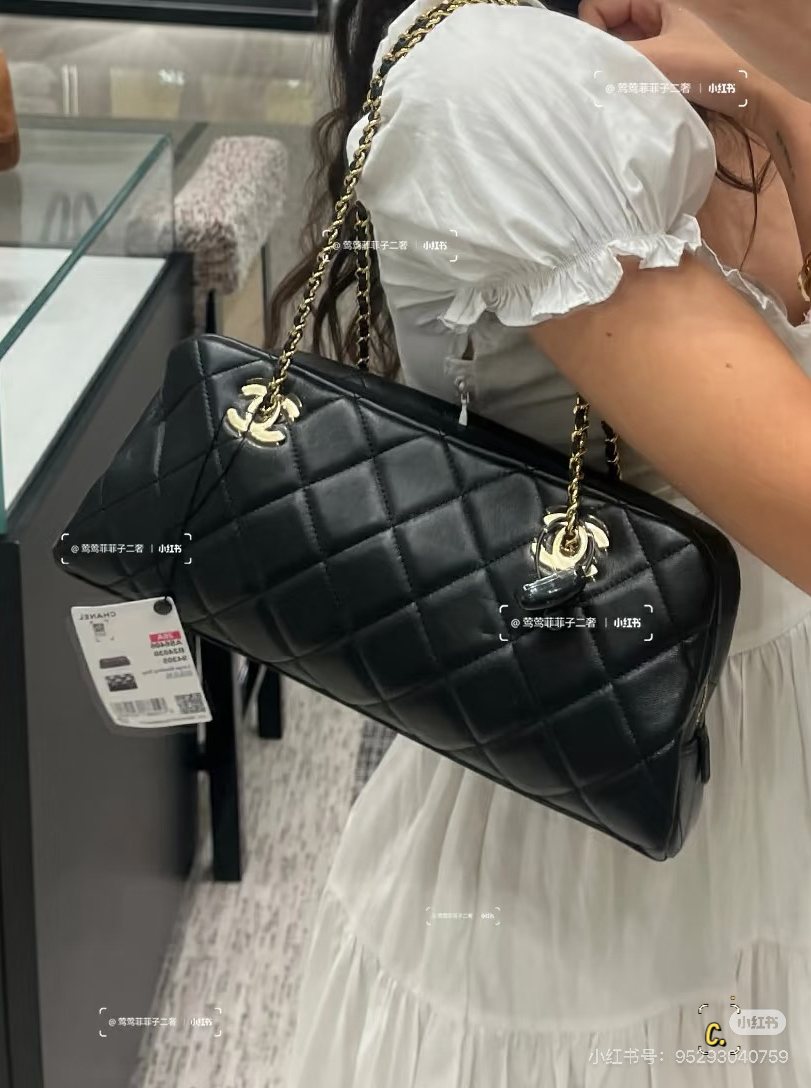 Chanel Chain-Handle Bowling Shoulder Bag — model