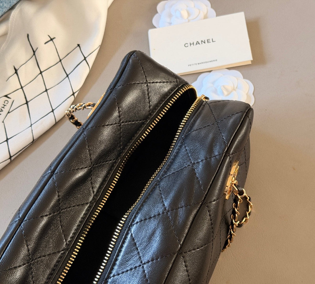 Chanel Chain-Handle Bowling Shoulder Bag — detail