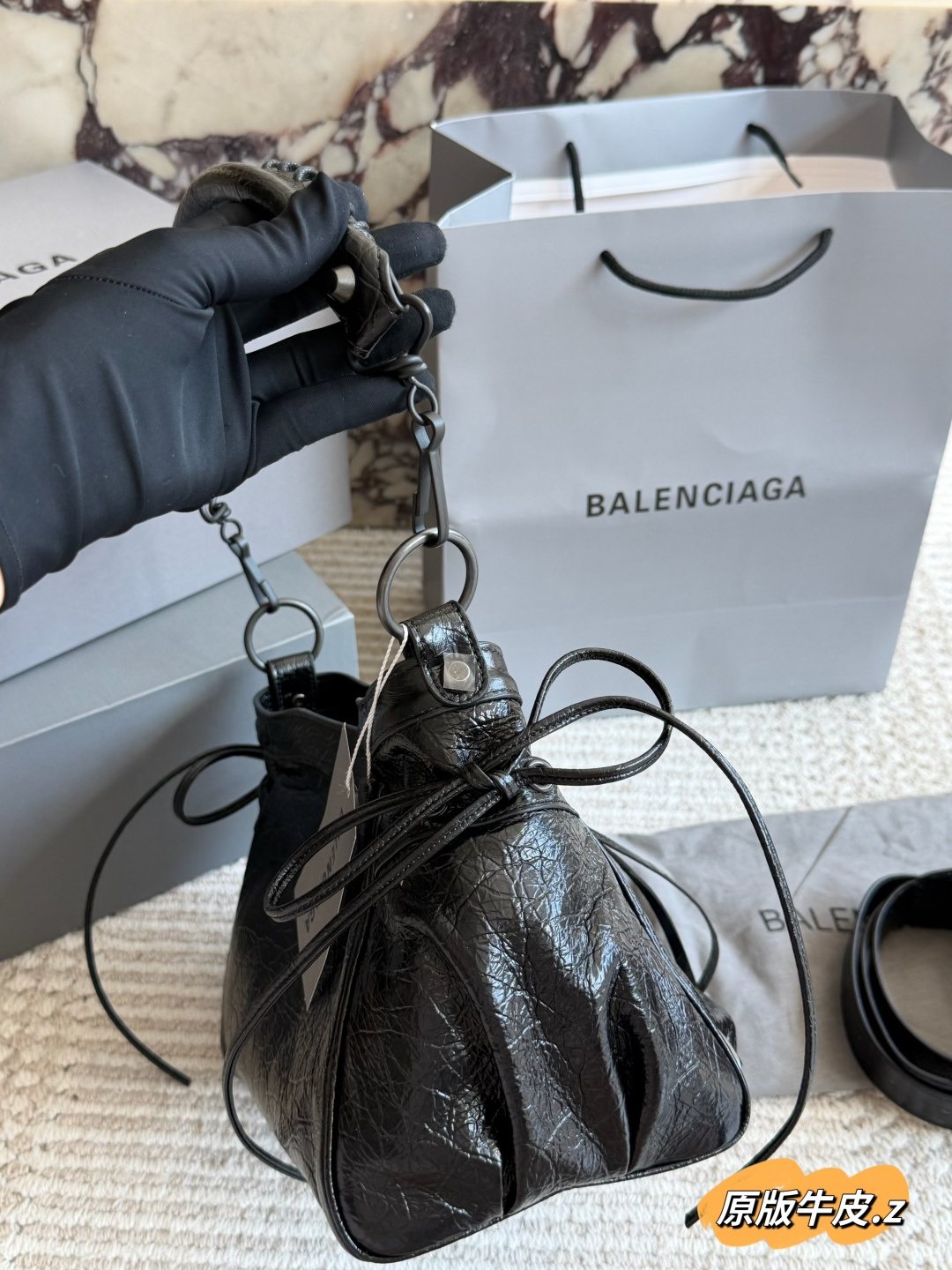 Balenciaga Gathered Studded Shoulder Bag — side