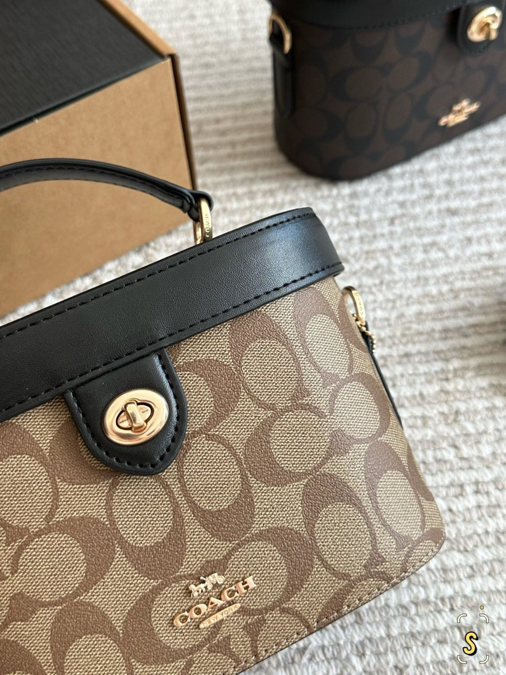 Coach Georgie Monogram Top-Handle Box Bag — detail