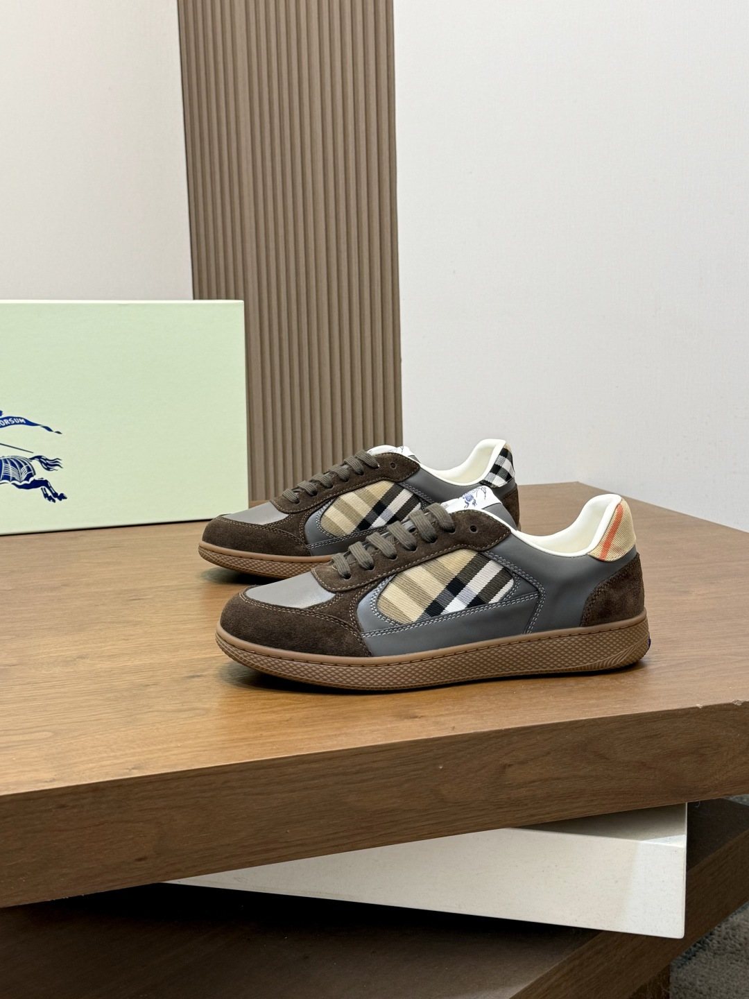 Burberry Check-Panel Low-Top Sneakers — front
