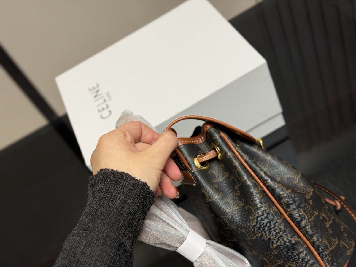 Celine Triomphe Patterned Flap Backpack — front