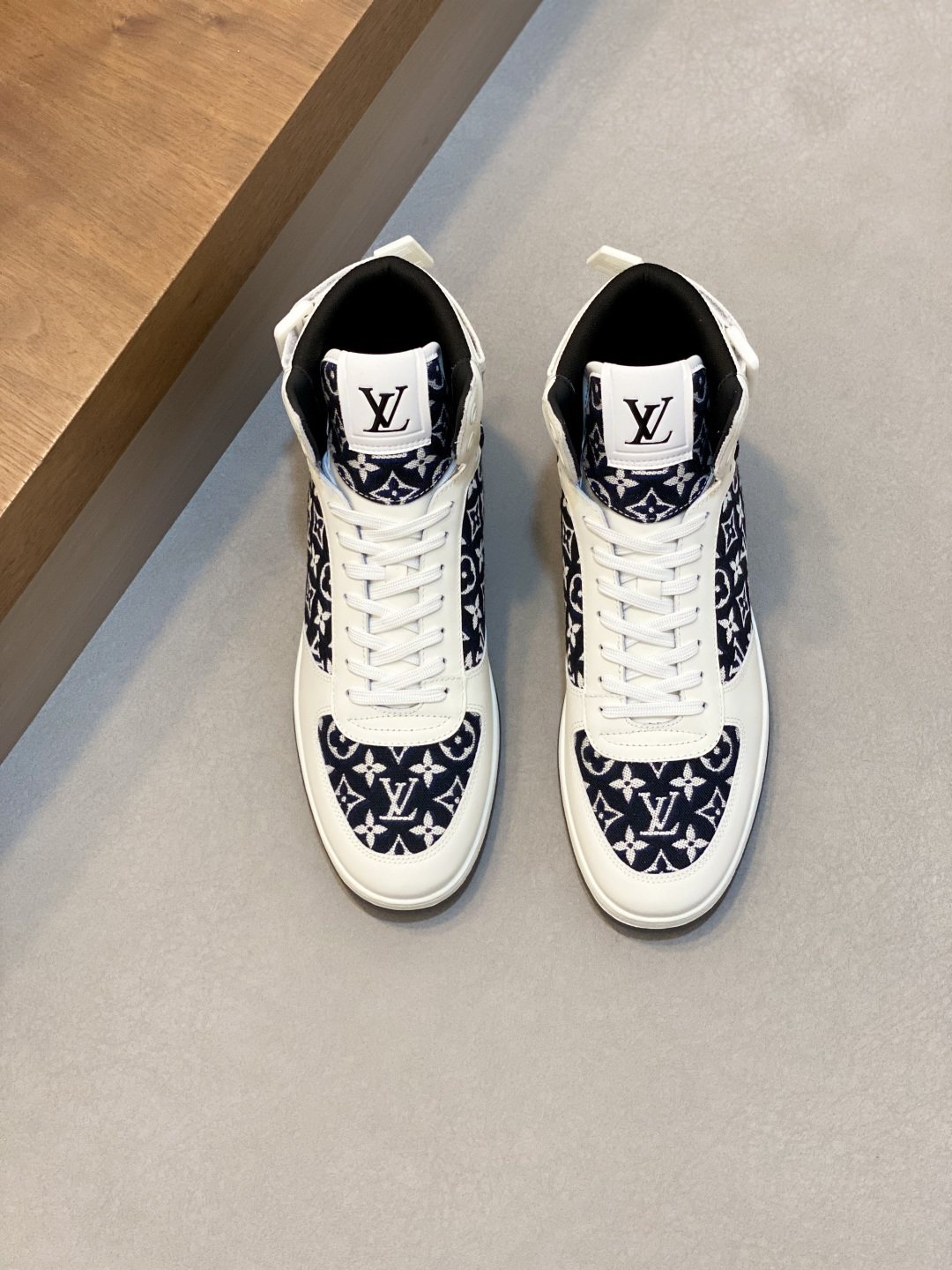 Louis Vuitton Rivoli Patterned High-Top Sneakers — front