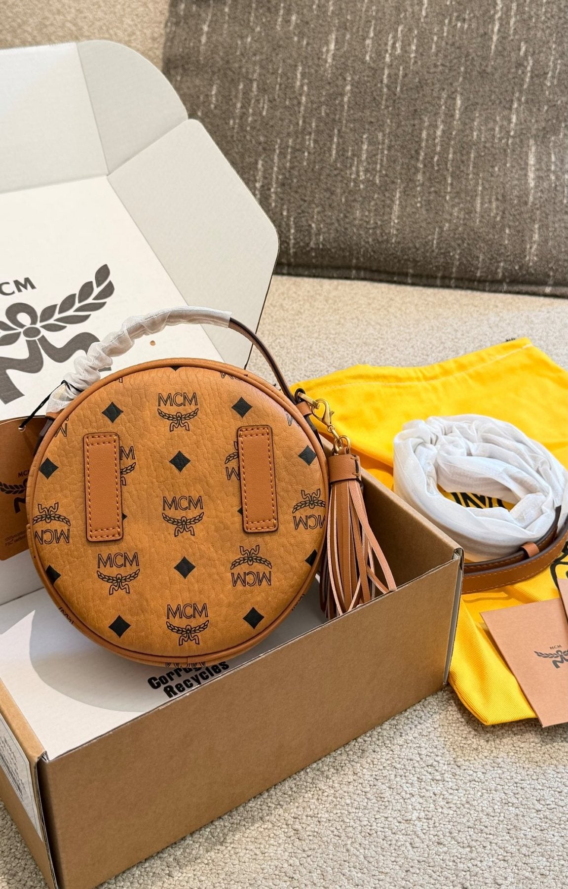 MCM Visetos Studded Circular Crossbody Bag — back