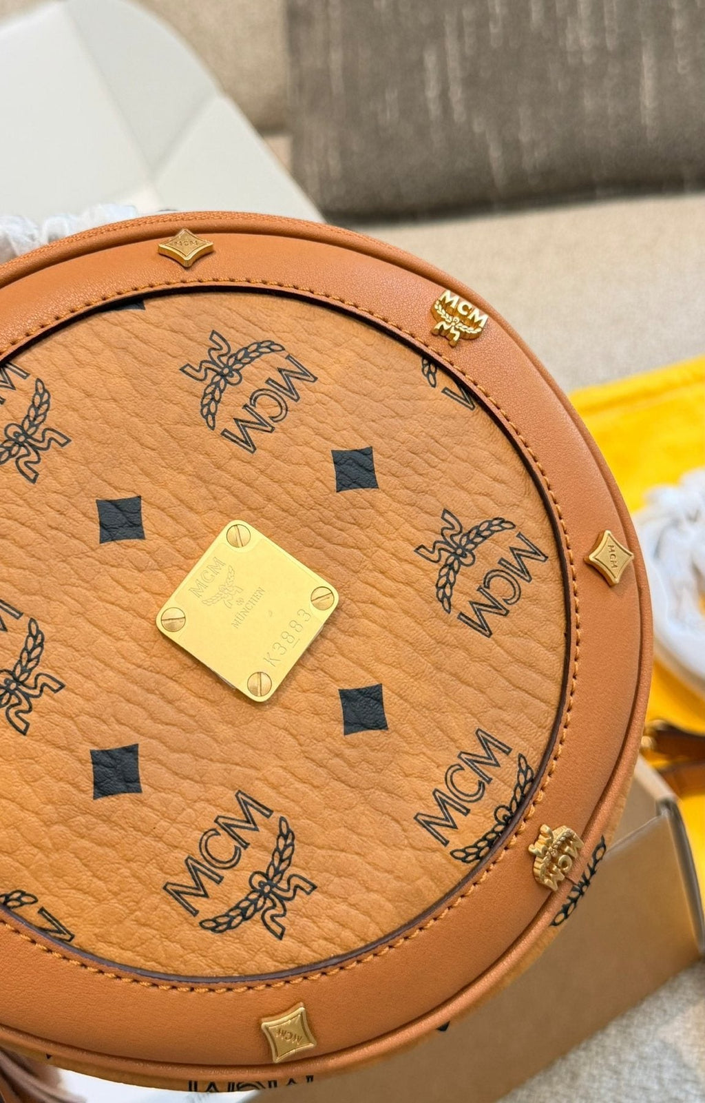 MCM Visetos Studded Circular Crossbody Bag — detail