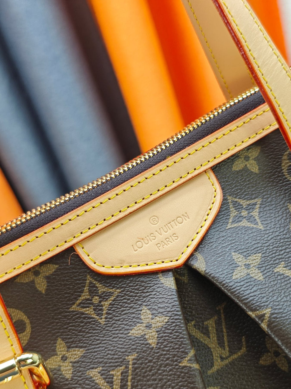 Louis Vuitton Pleated Monogram Tote — detail