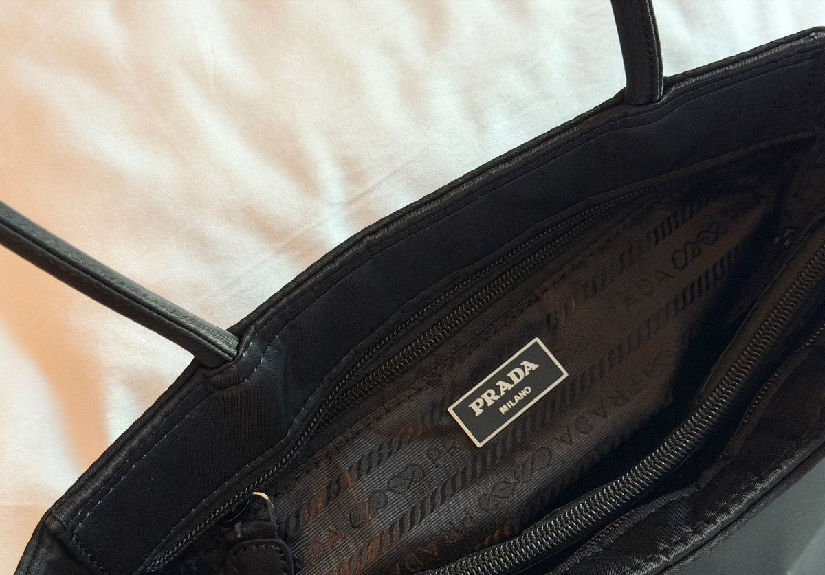 Prada Black Nylon Shoulder Tote — detail