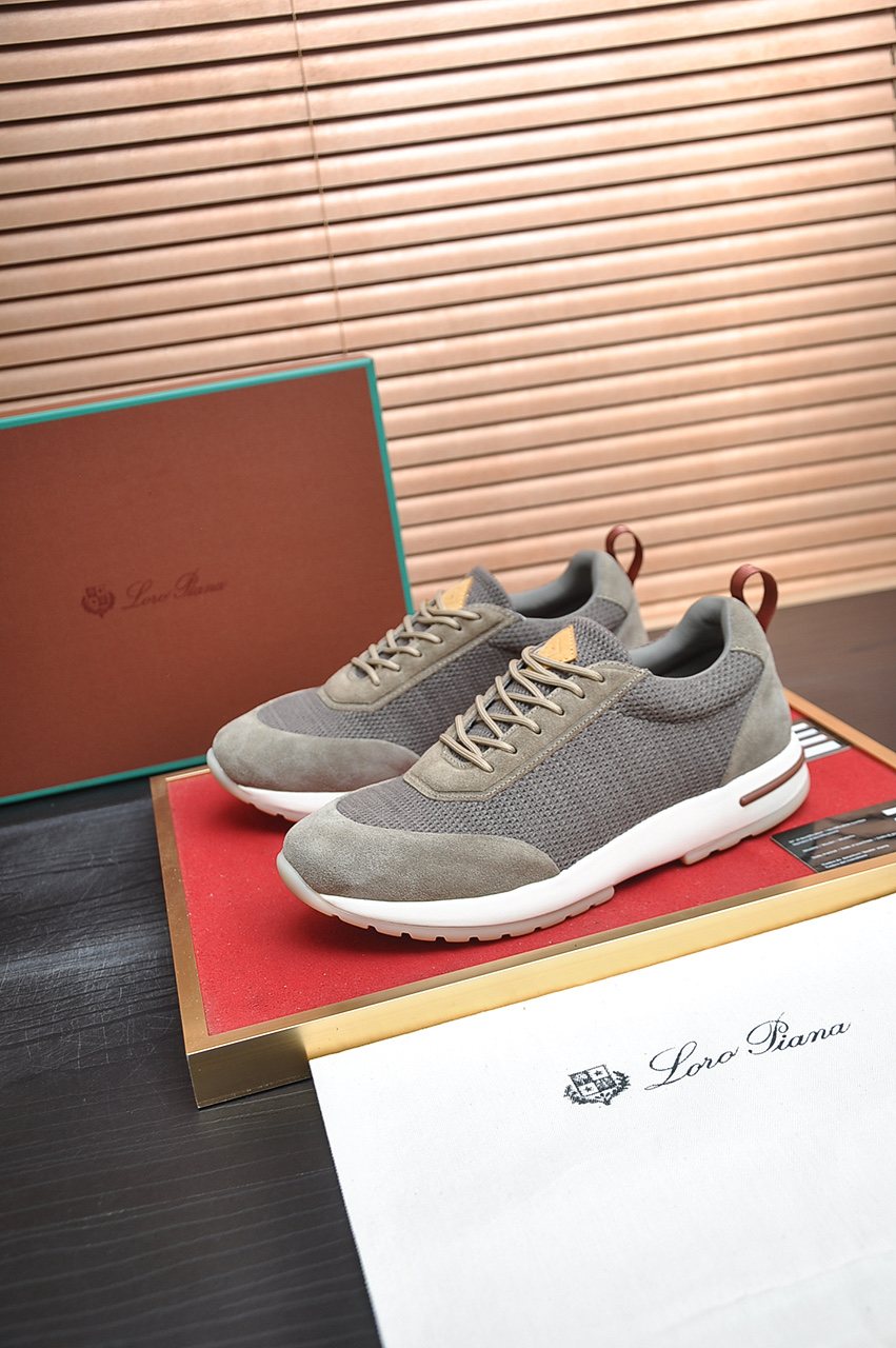 Loro Piana Men's Textured Lace-Up Sneakers — front