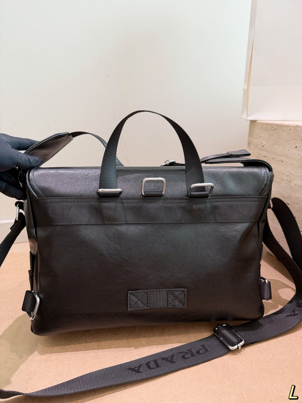 Prada Four-Buckle Flap Messenger Bag — back