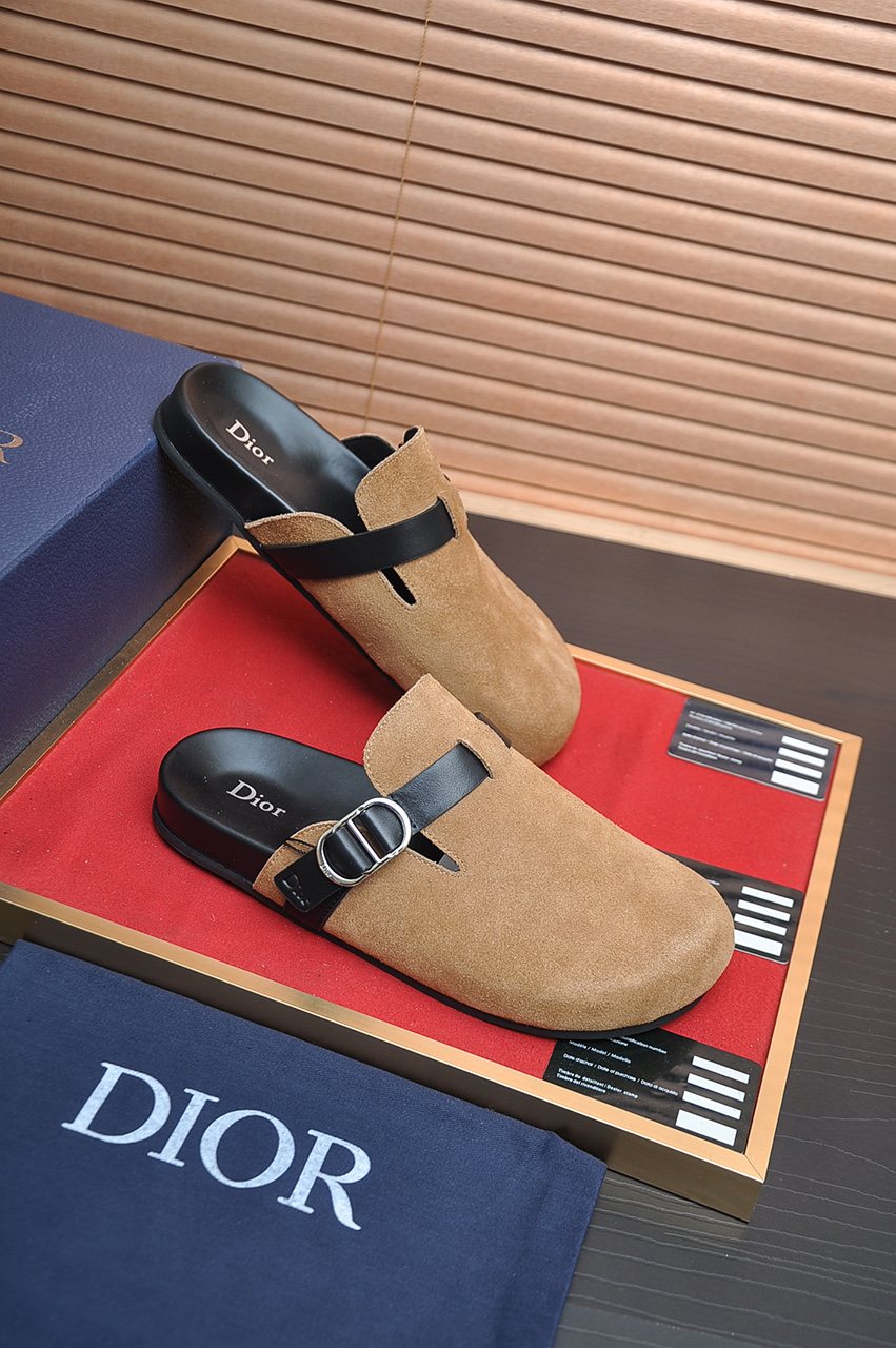Dior Buckled Closed-Toe Mules — front