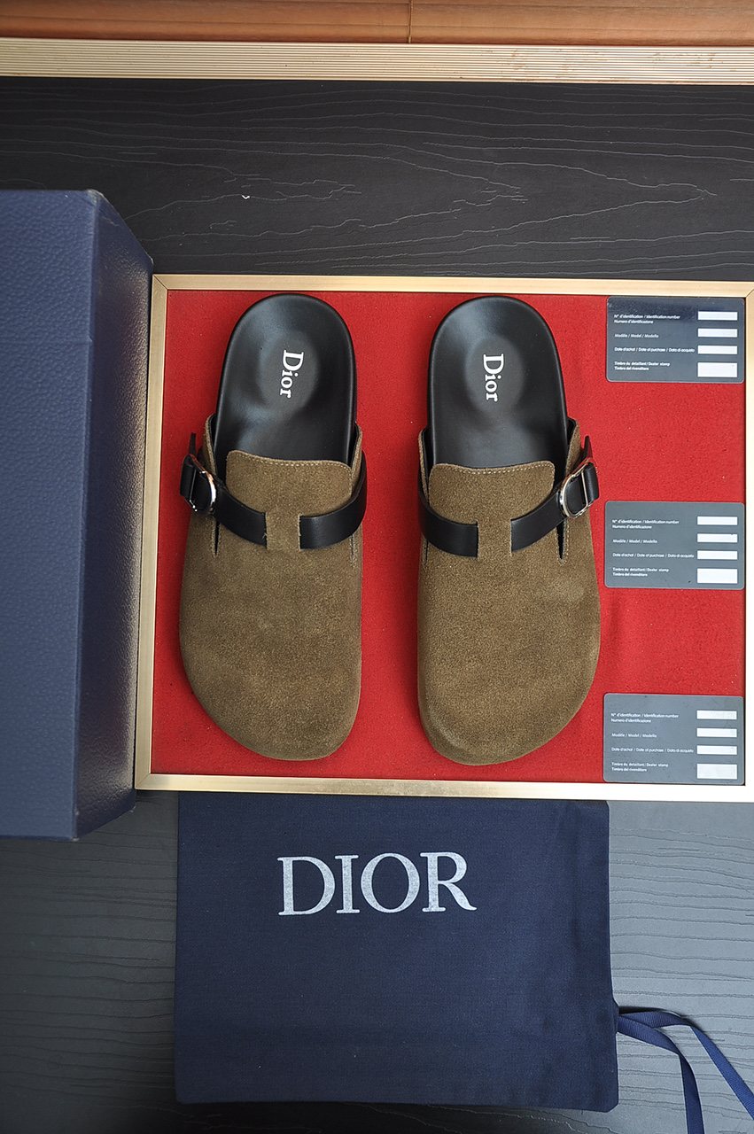 Dior Buckled Closed-Toe Mules — front