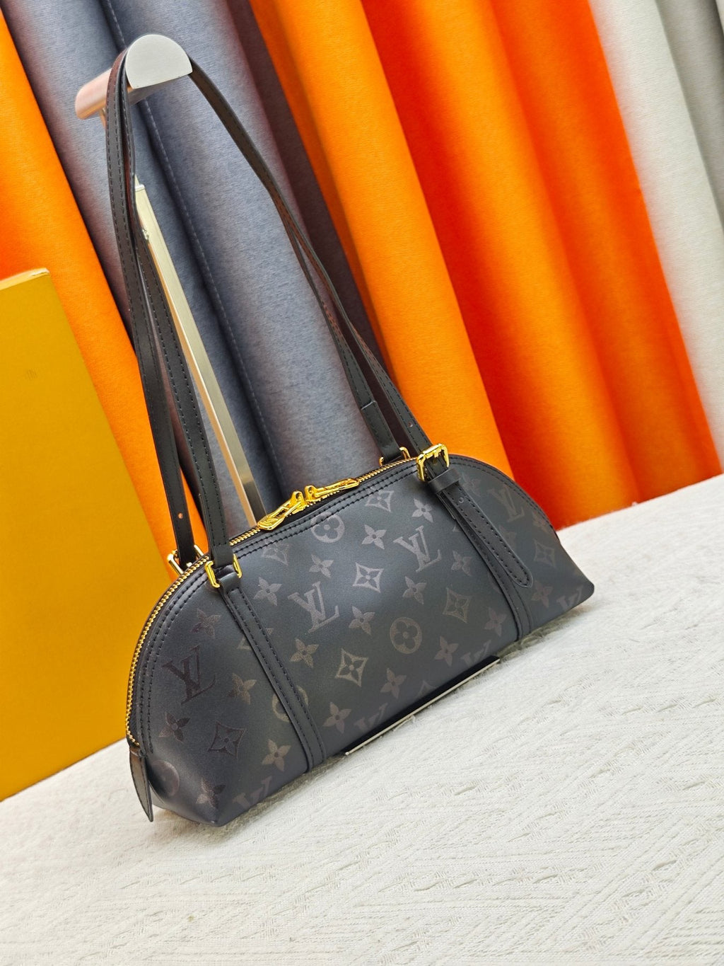 Louis Vuitton Dark Gray Monogram Domed Handbag — front