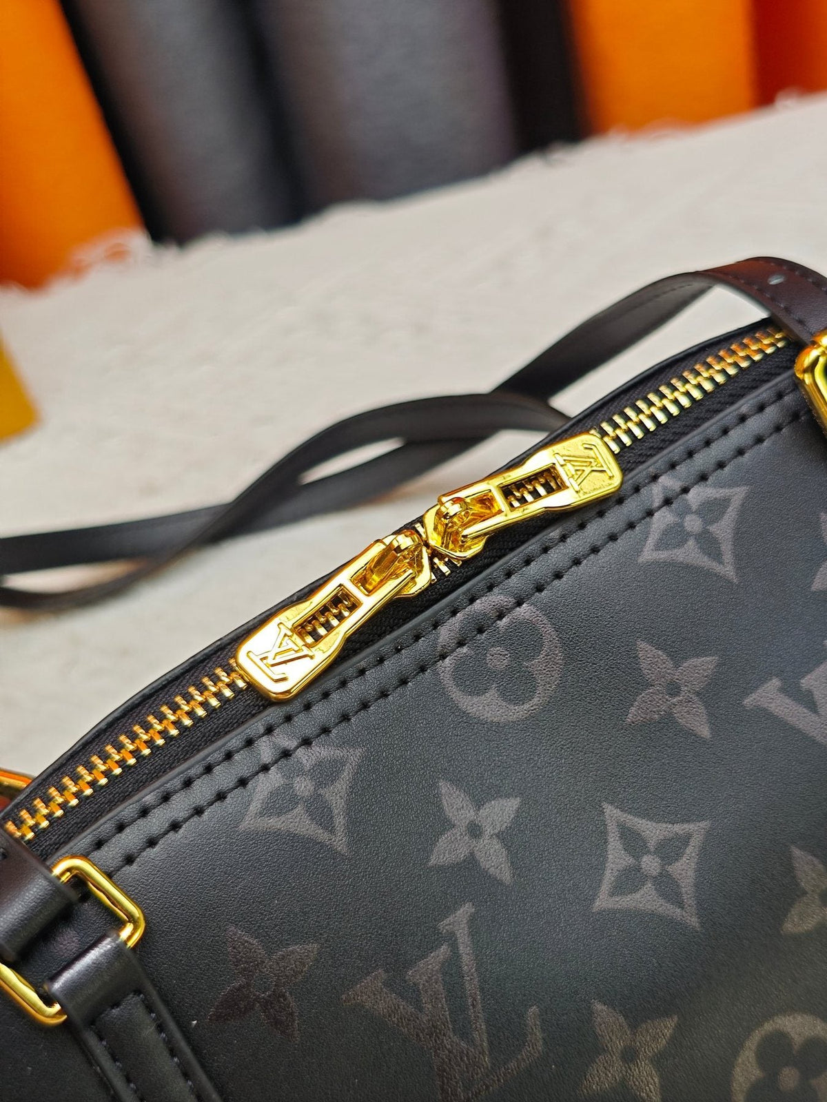 Louis Vuitton Dark Gray Monogram Domed Handbag — detail