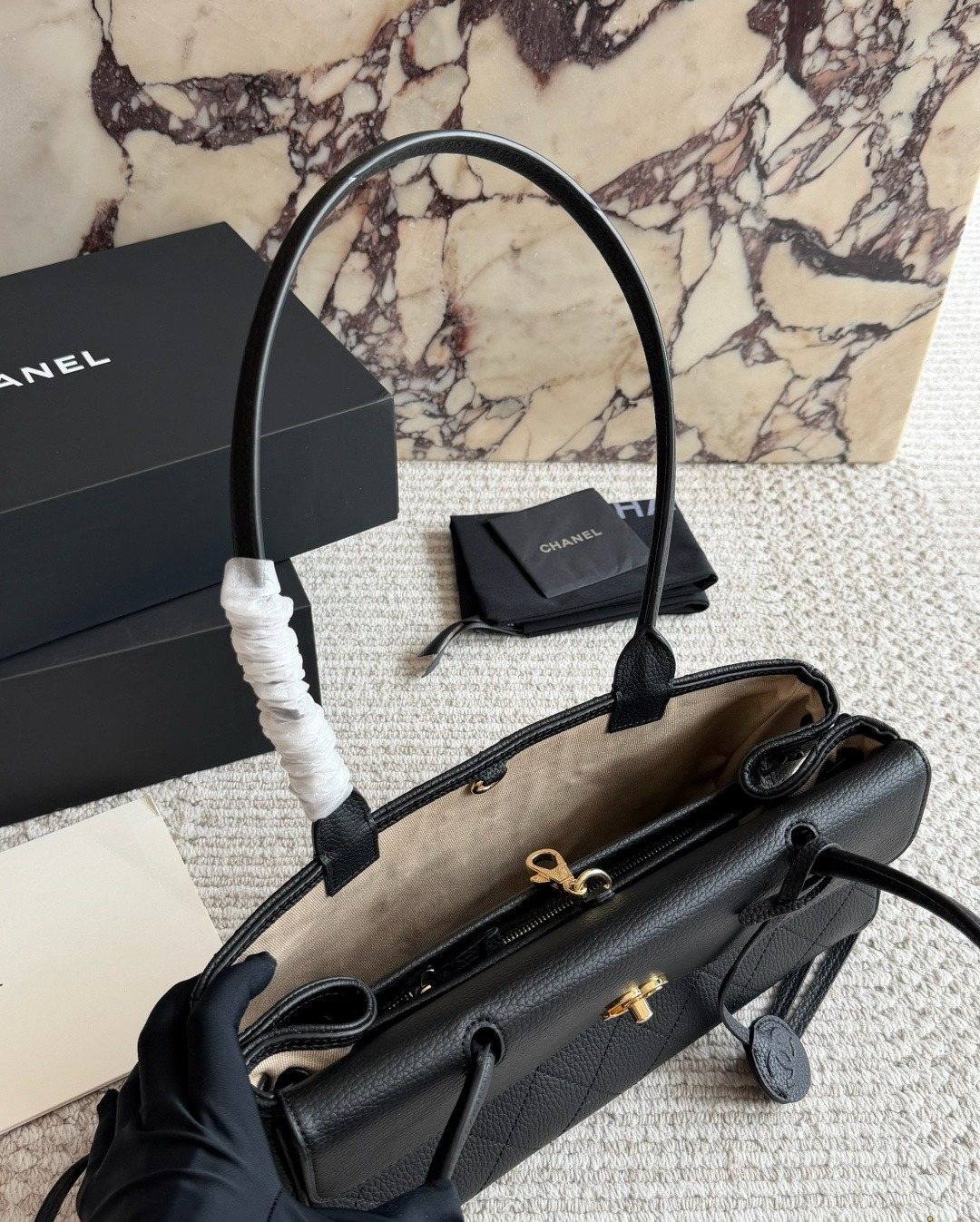 Chanel Quilted Baguette Shoulder Bag — detail