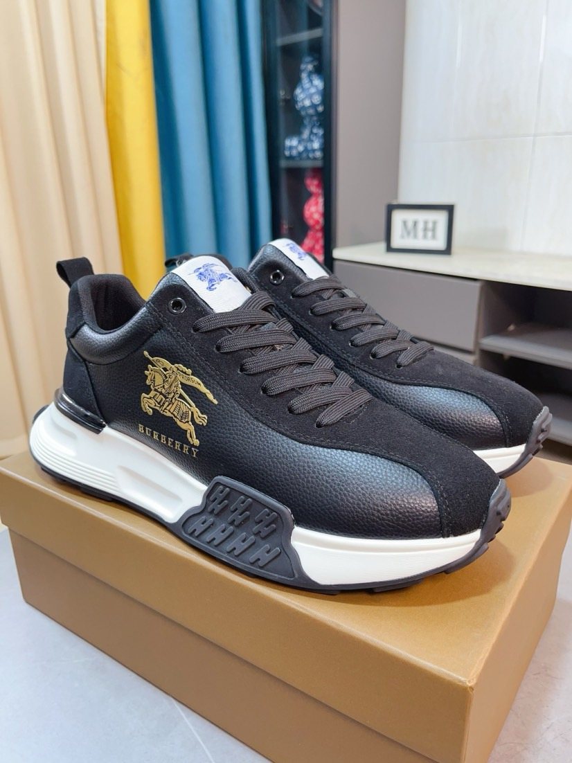 Burberry Men's Contrast-Panel Lace-Up Sneakers — front