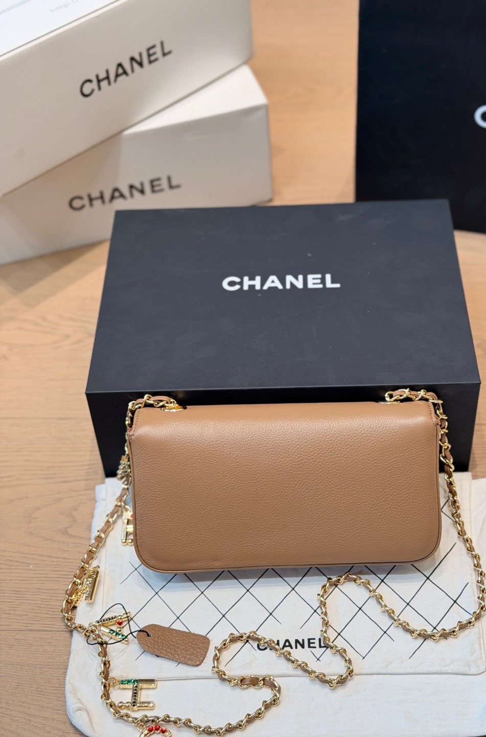 Chanel Letter-Charm Chain Flap Shoulder Bag — back