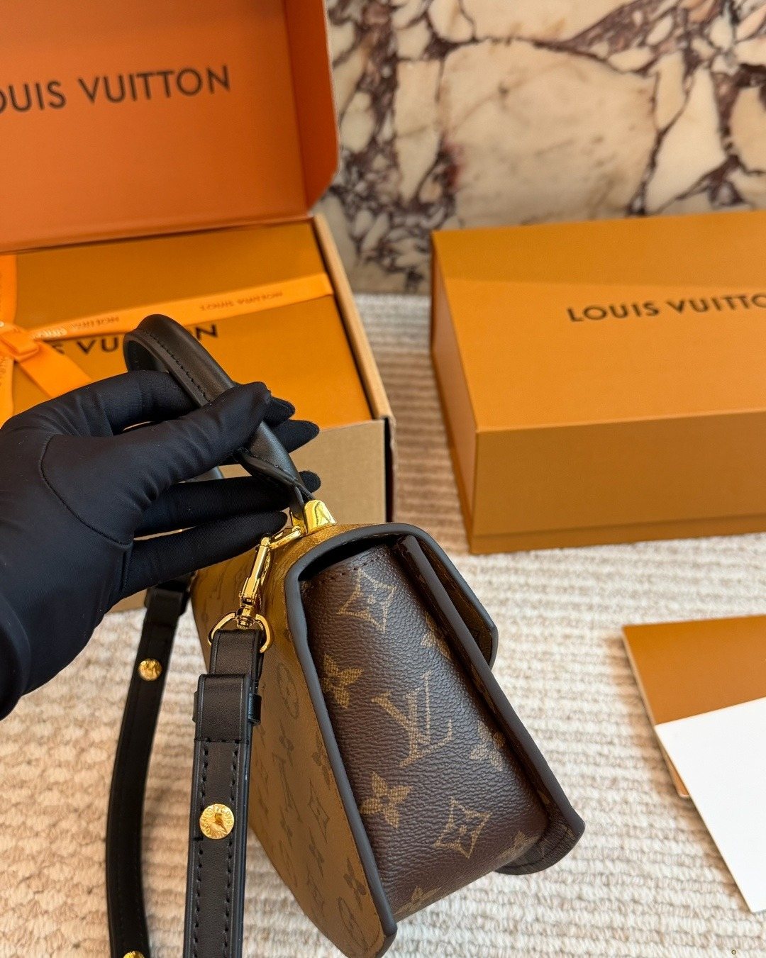 Louis Vuitton Tilsitt Two-Tone Monogram Top-Handle Bag — side