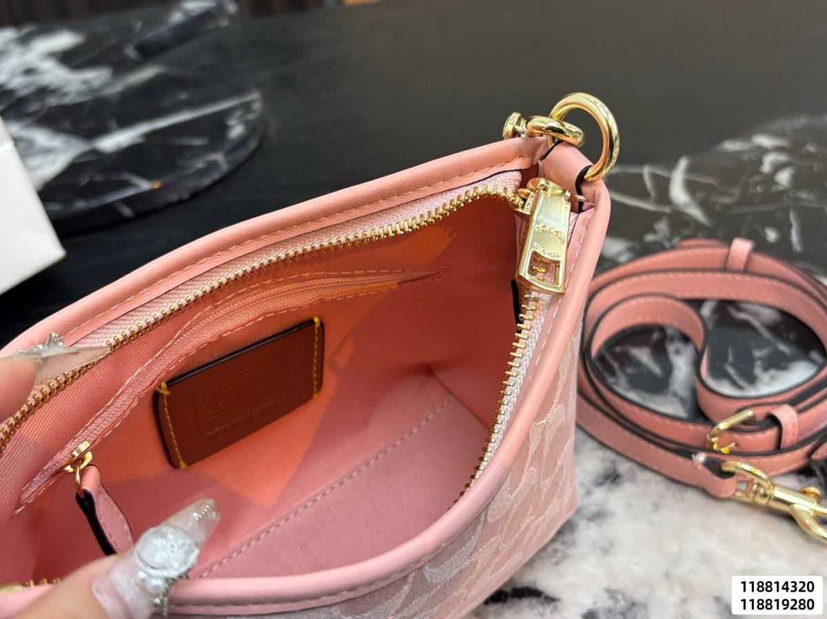 Coach Laurel Pink Signature Shoulder Bag — front