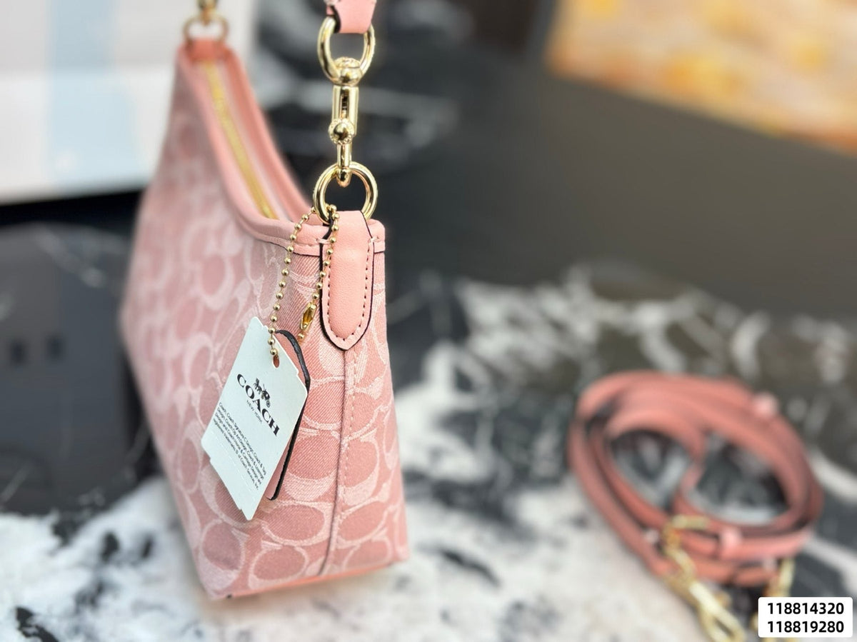 Coach Laurel Pink Signature Shoulder Bag — side