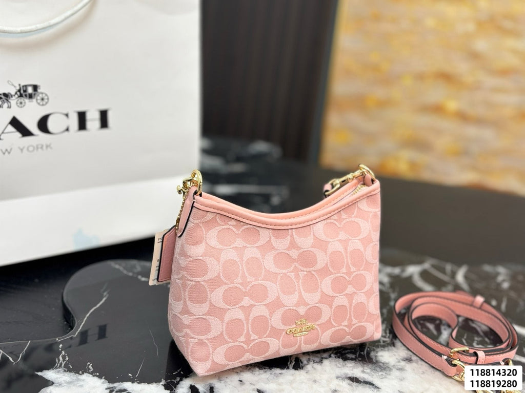 Coach Laurel Pink Signature Shoulder Bag — front