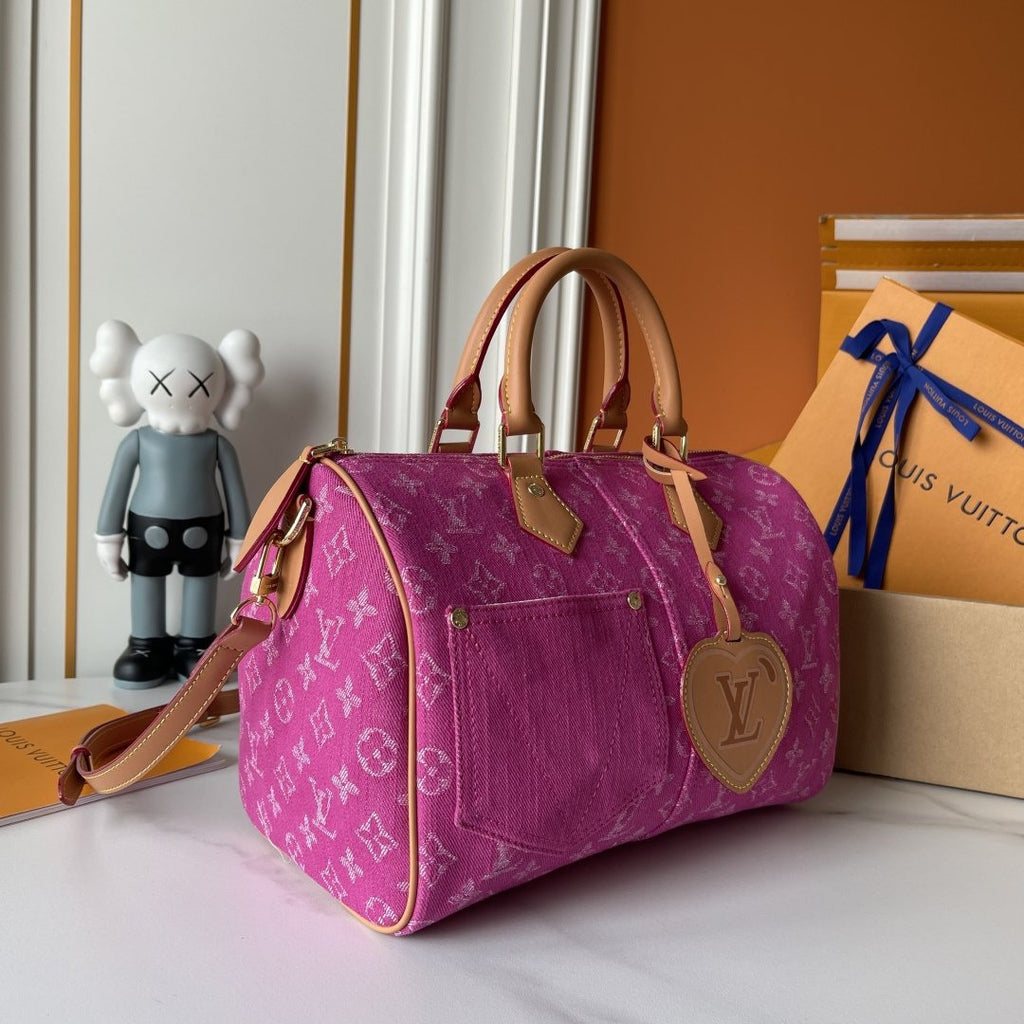 Louis Vuitton Speedy Soft Monogram Denim Handbag — side