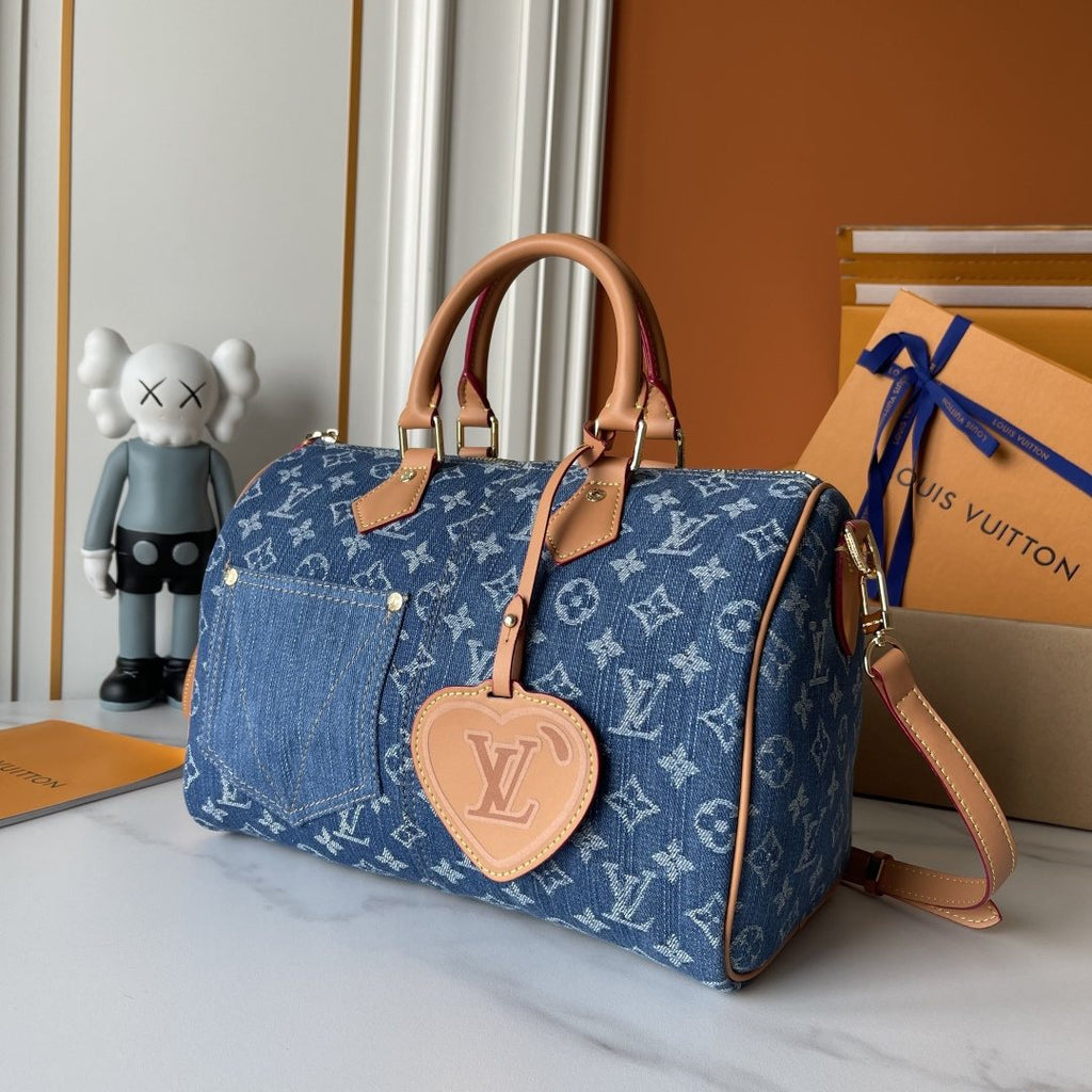 Louis Vuitton Speedy Soft Monogram Denim Handbag — front